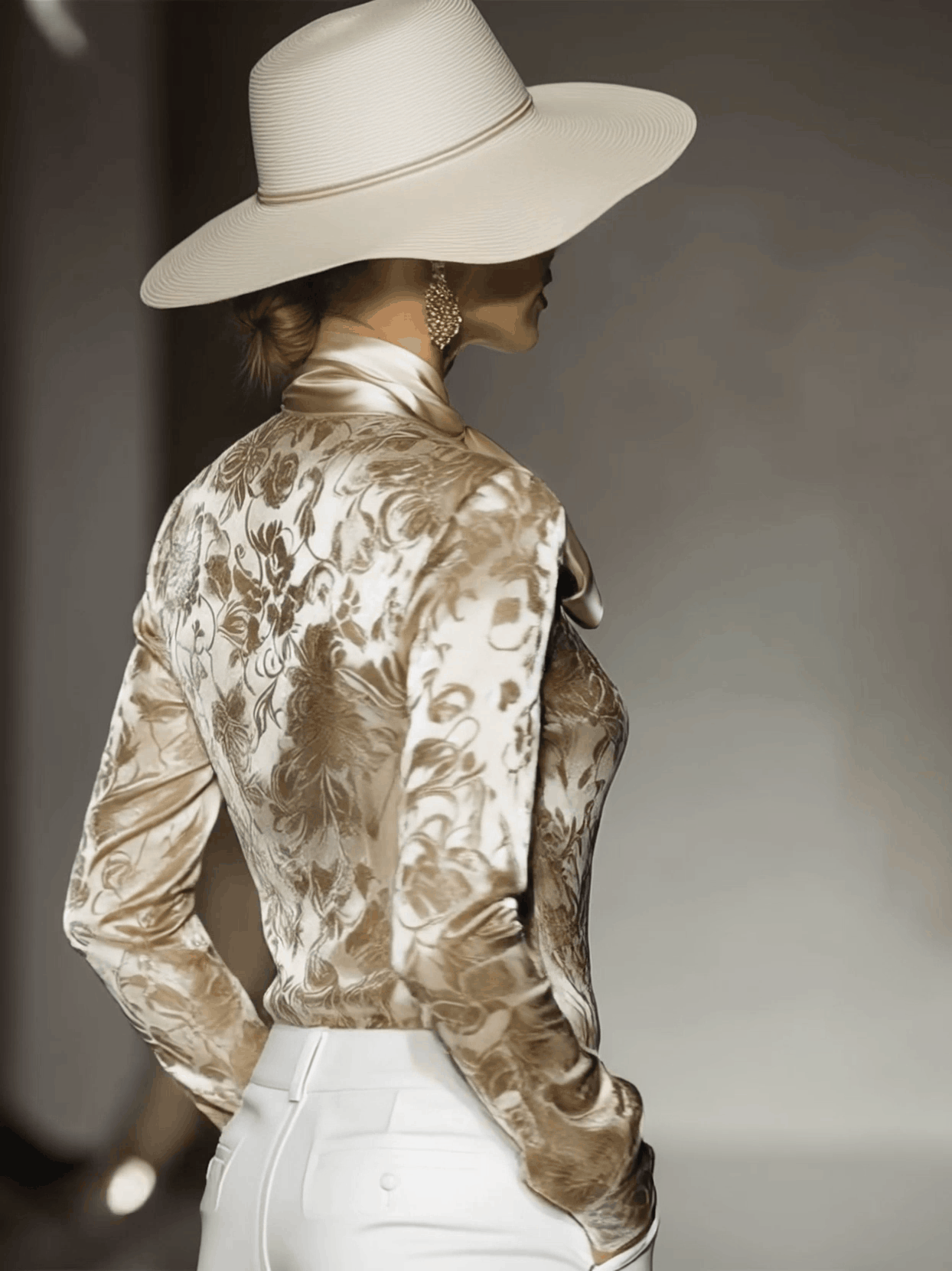 Stylish And Elegant Champagne-colored Velvet Printed Shirt - By Qivii