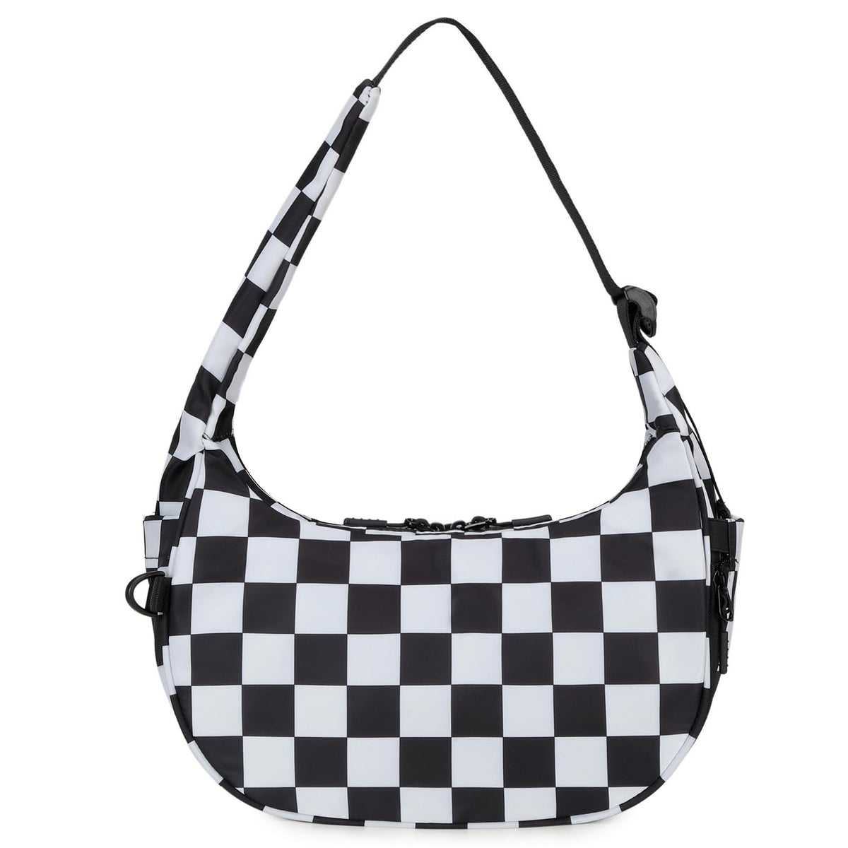 Ounamei Checkered Crescent Shoulder Bag | Women's Underarm hobo handbags Nylon Small Tote Bag