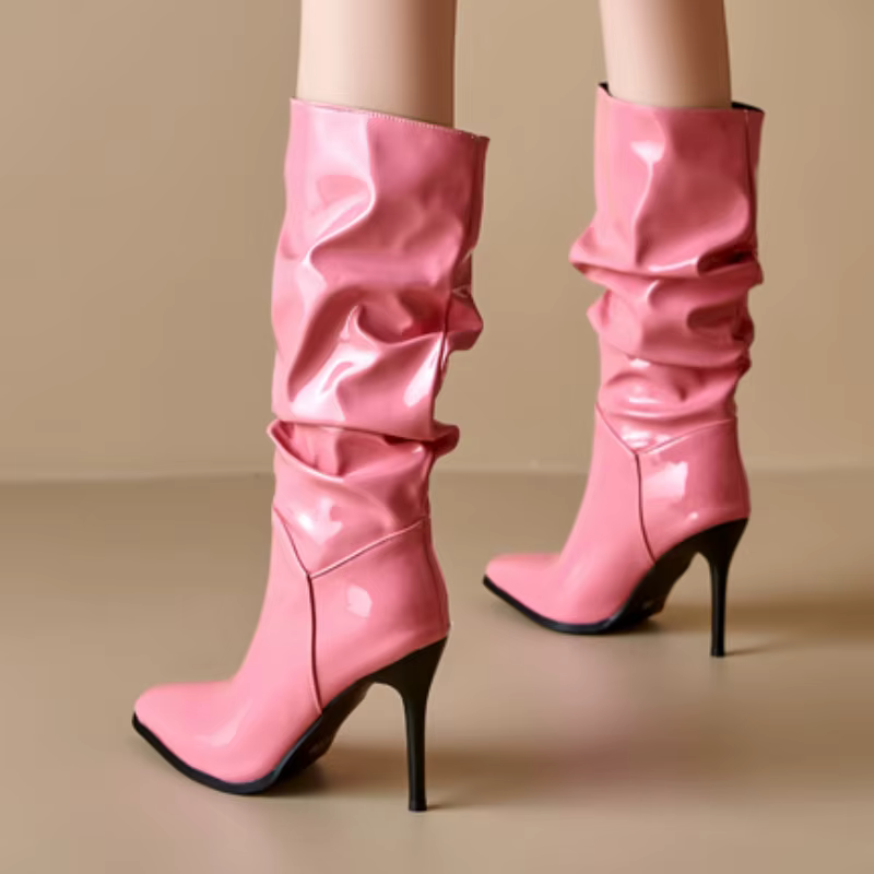 Noir Pleated Stilettos - By Qivii