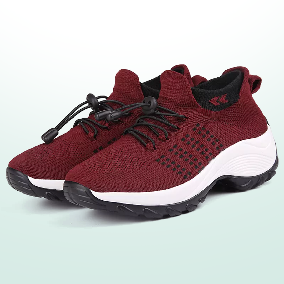 Ambulo Orthopädische Schuhe Strickstoff - Schwarz Rot - By Qivii