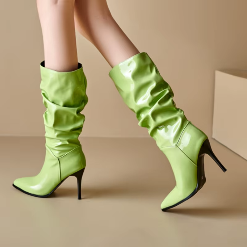 Noir Pleated Stilettos - By Qivii