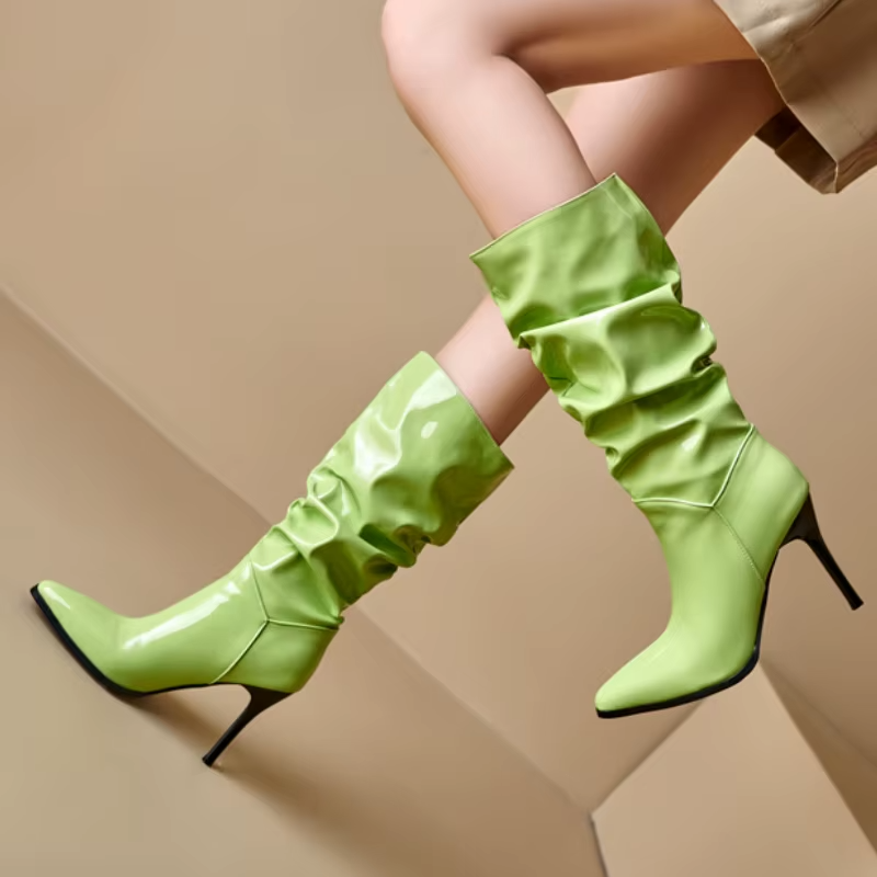 Noir Pleated Stilettos - By Qivii