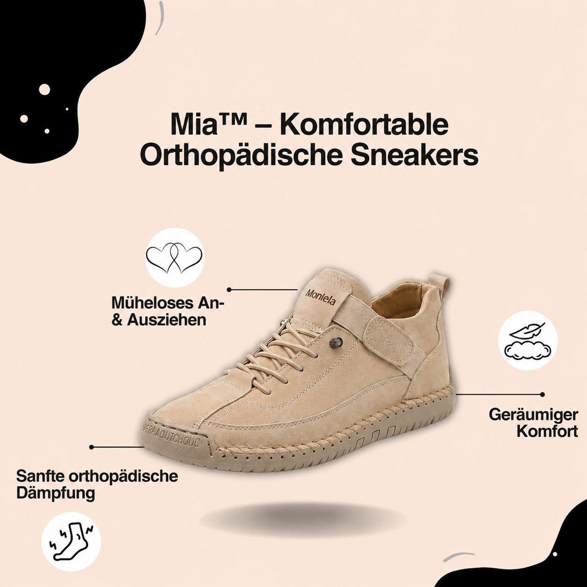 Mia – Komfortable & Schmerzfreie Orthopädische Sneakers - By Qivii