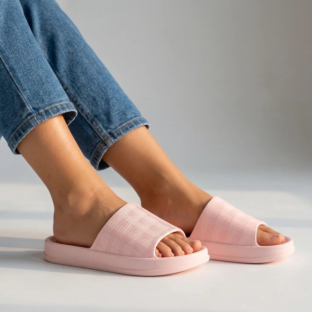 Aleesha Thick Sole Slides - By Qivii