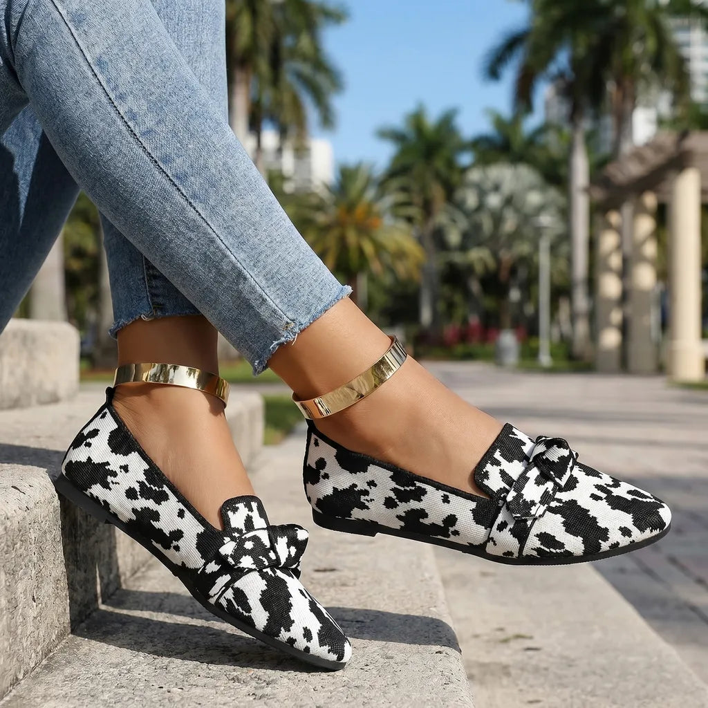 Alena Bow Knit Flats - By Qivii