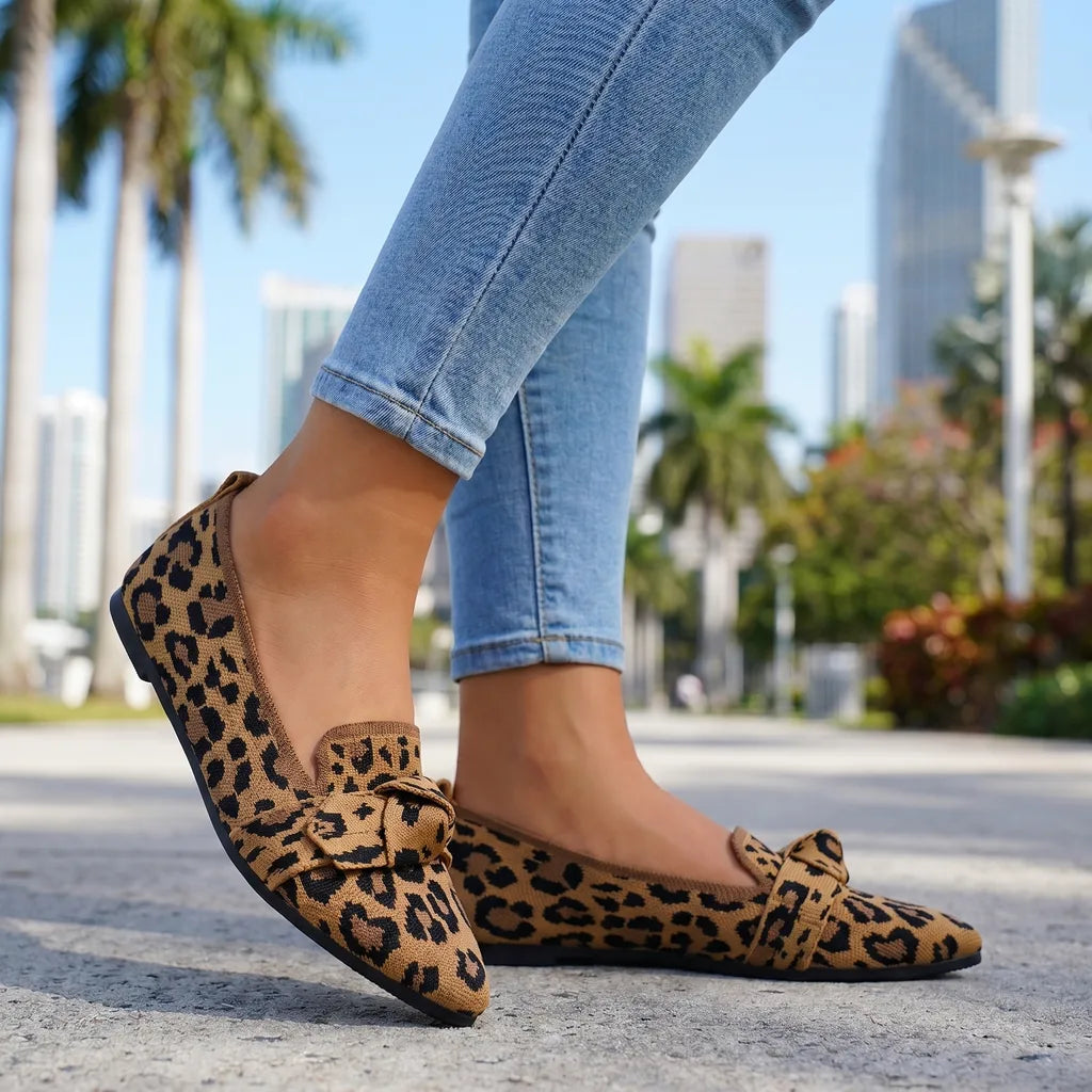 Alena Bow Knit Flats - By Qivii