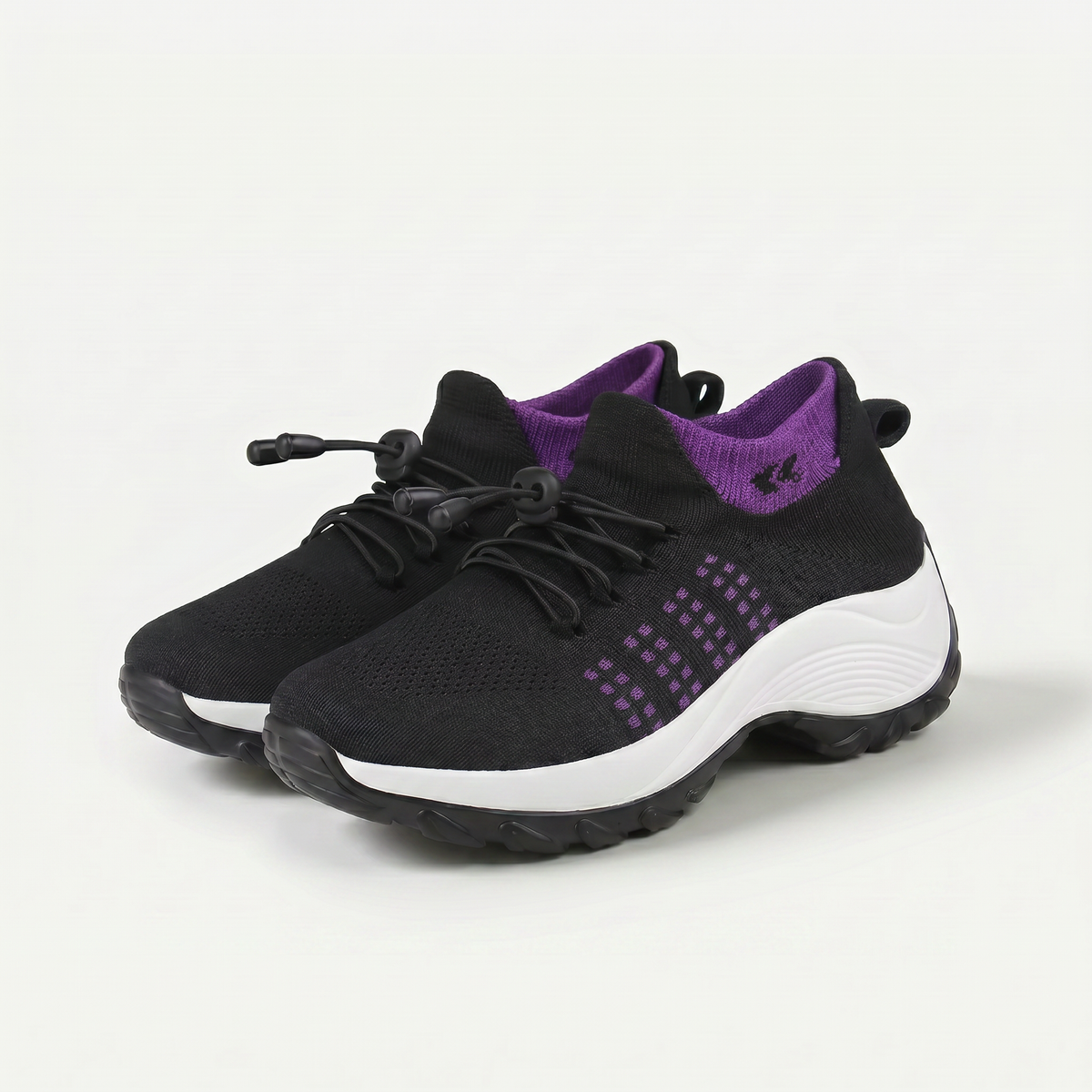 Ambulo Orthopädische Schuhe Strickstoff - Lila Schwarz - By Qivii