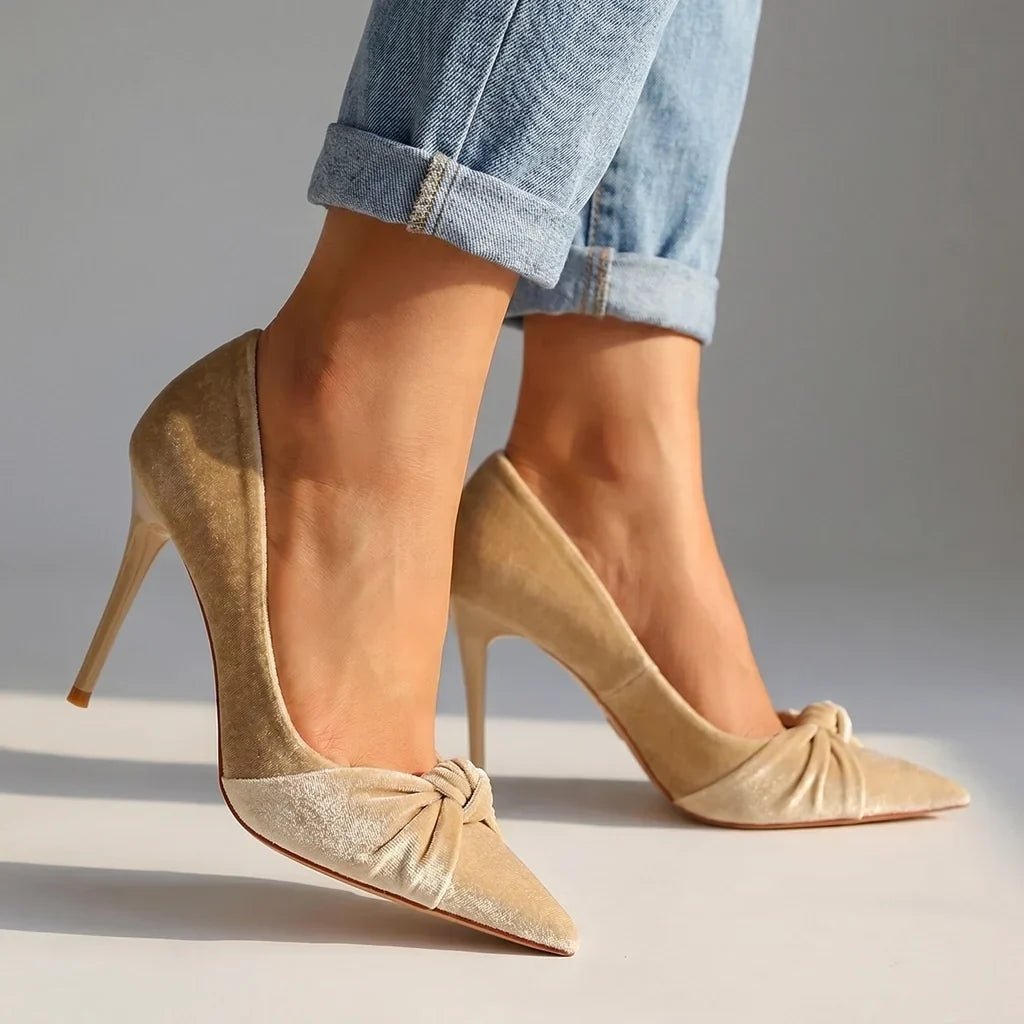 Gladys Bow Pointed Stilettos - By Qivii