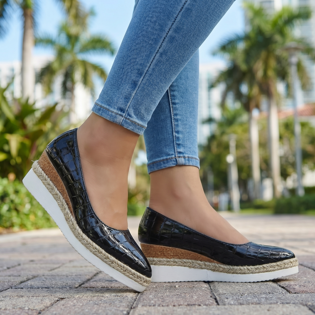 Aria Croc Espadrille Heels - By Qivii