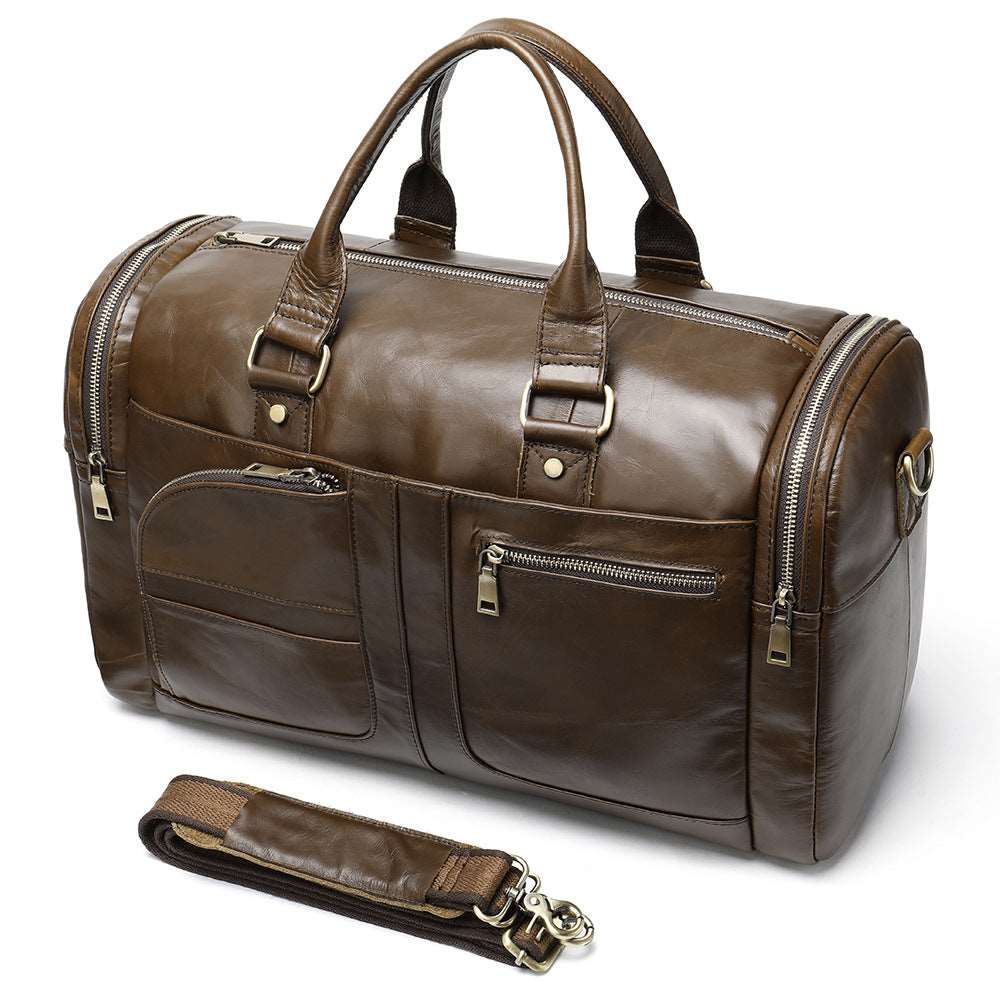 Business Casual Large Luxury Leather Travel Bag - By Qivii