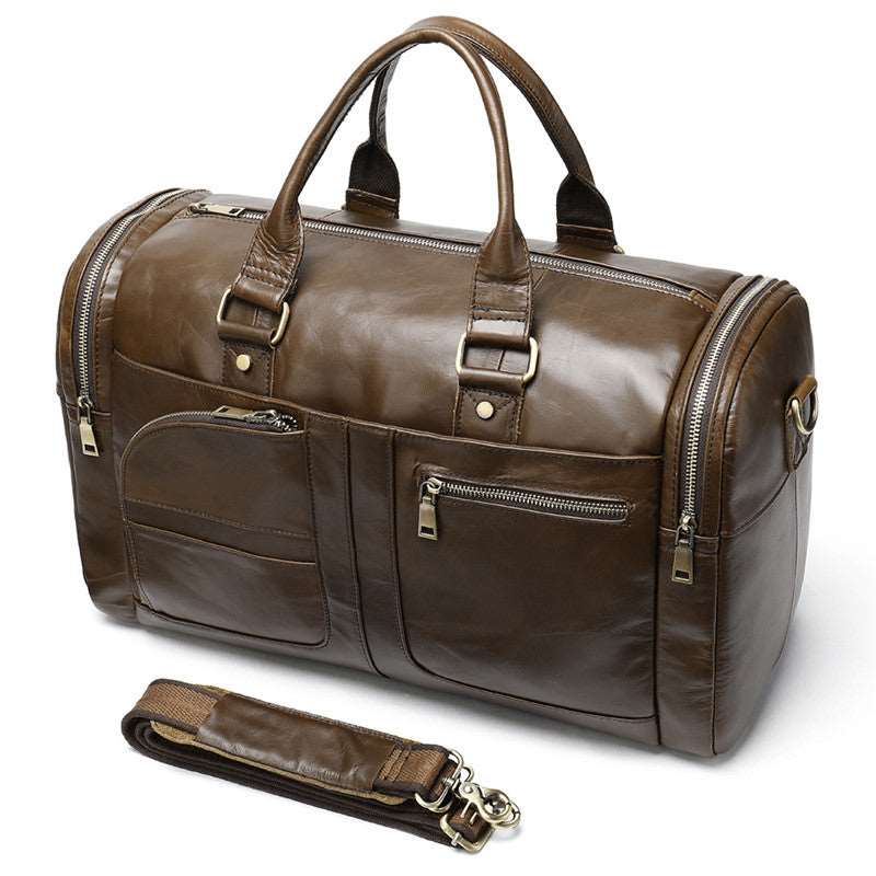 Business Casual Large Luxury Leather Travel Bag - By Qivii
