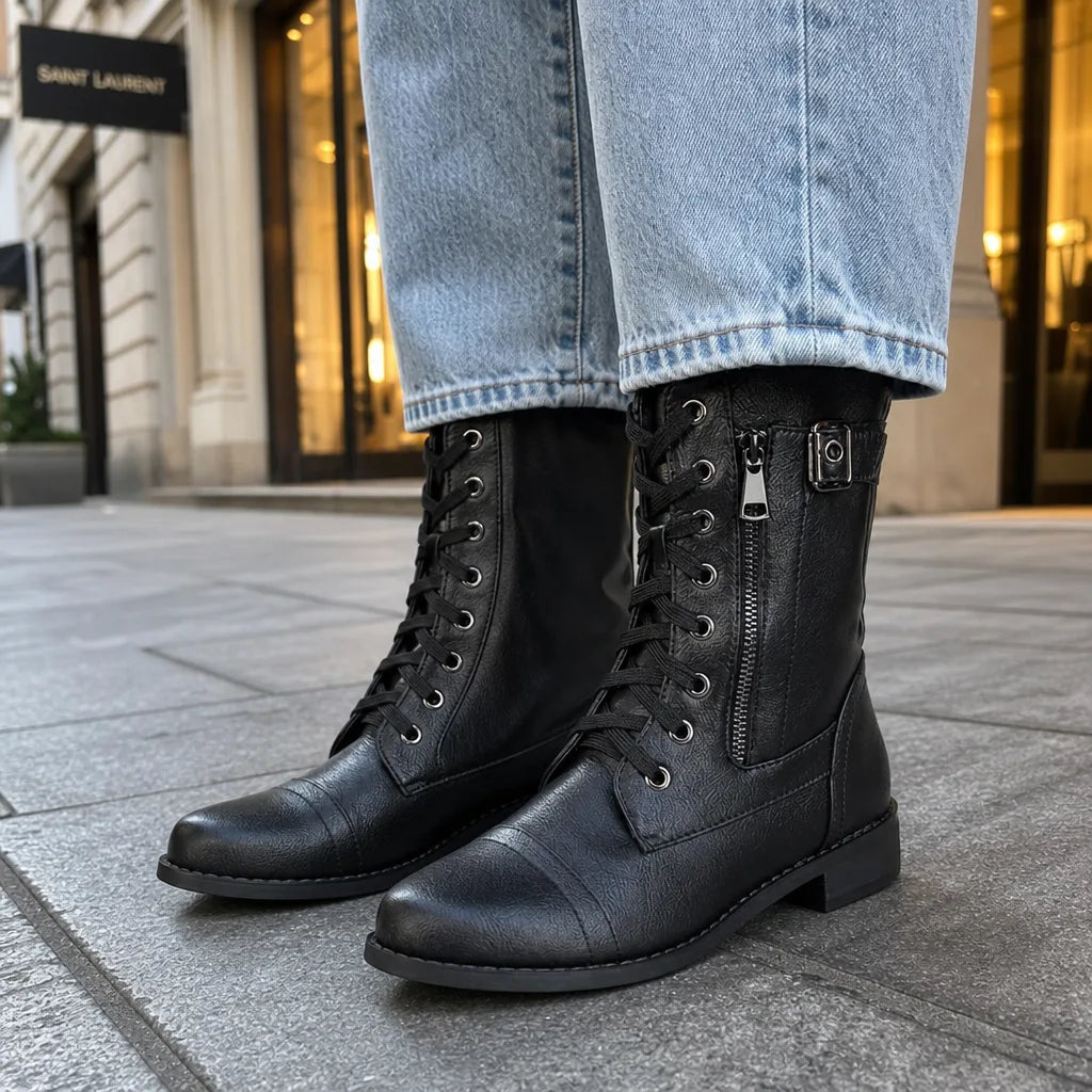 Carroll Lace-Up Ankle Boots - By Qivii