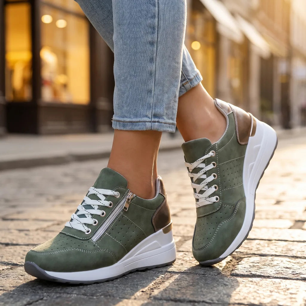 Cleo | Womens Wedge Platform Orthopedic Sneakers - By Qivii