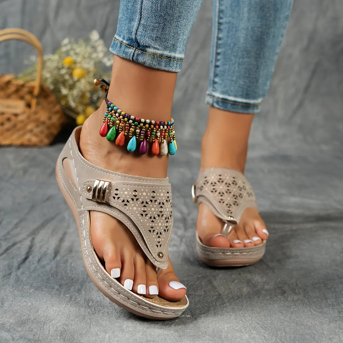 Élodie - Keil-Zehensandalen für Dame - By Qivii