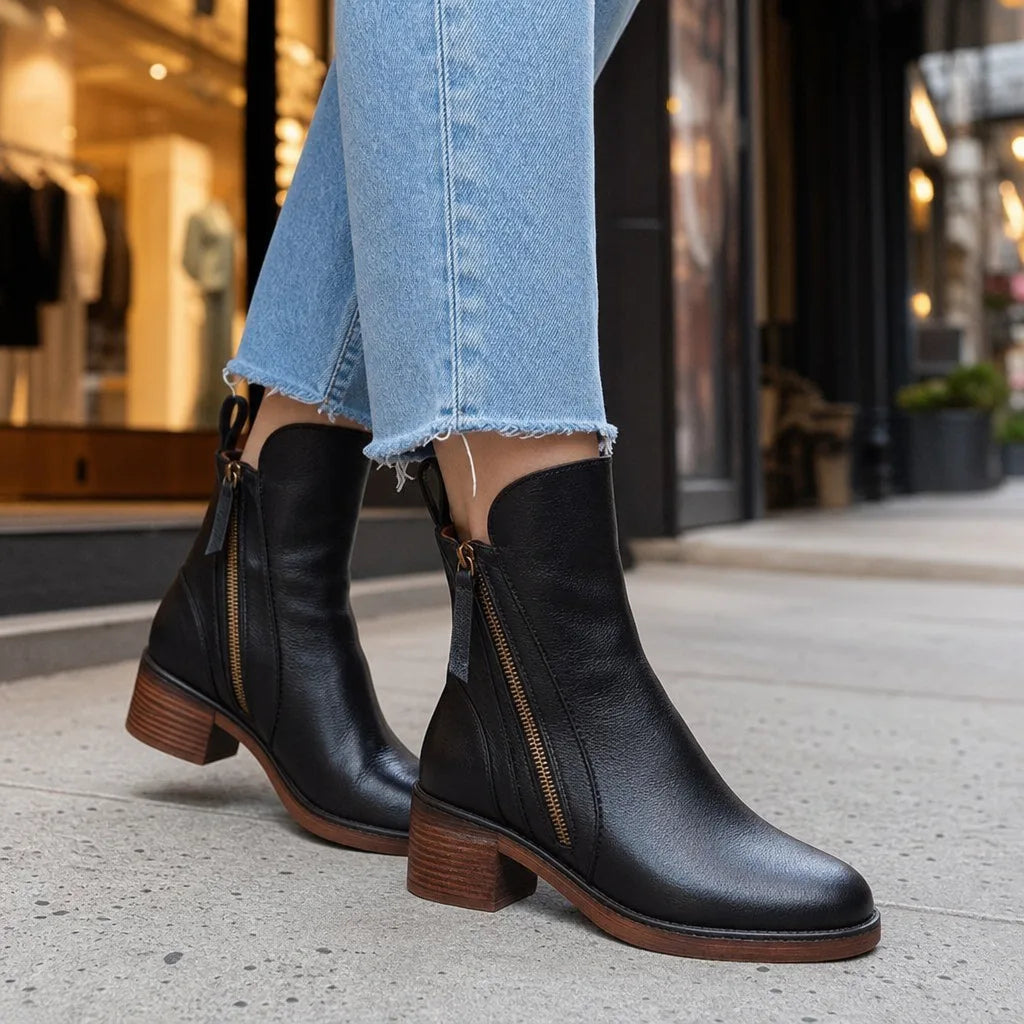Edna | Womens Fall Brown Ankle Booties - By Qivii