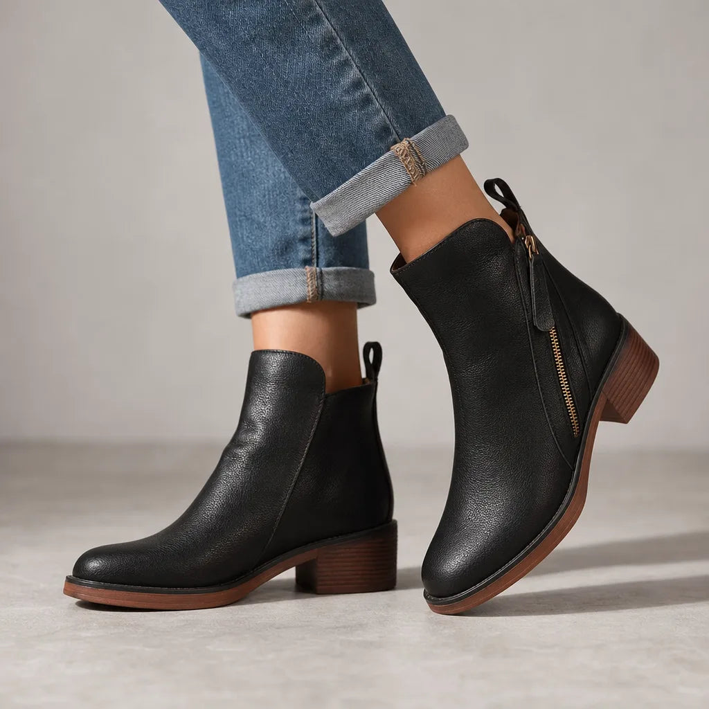 Edna | Womens Fall Brown Ankle Booties - By Qivii
