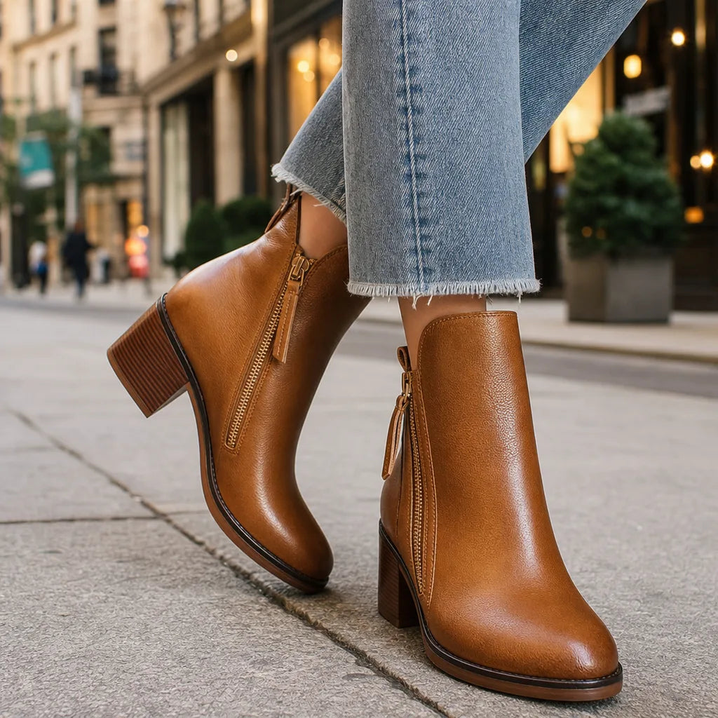Edna | Womens Fall Brown Ankle Booties - By Qivii