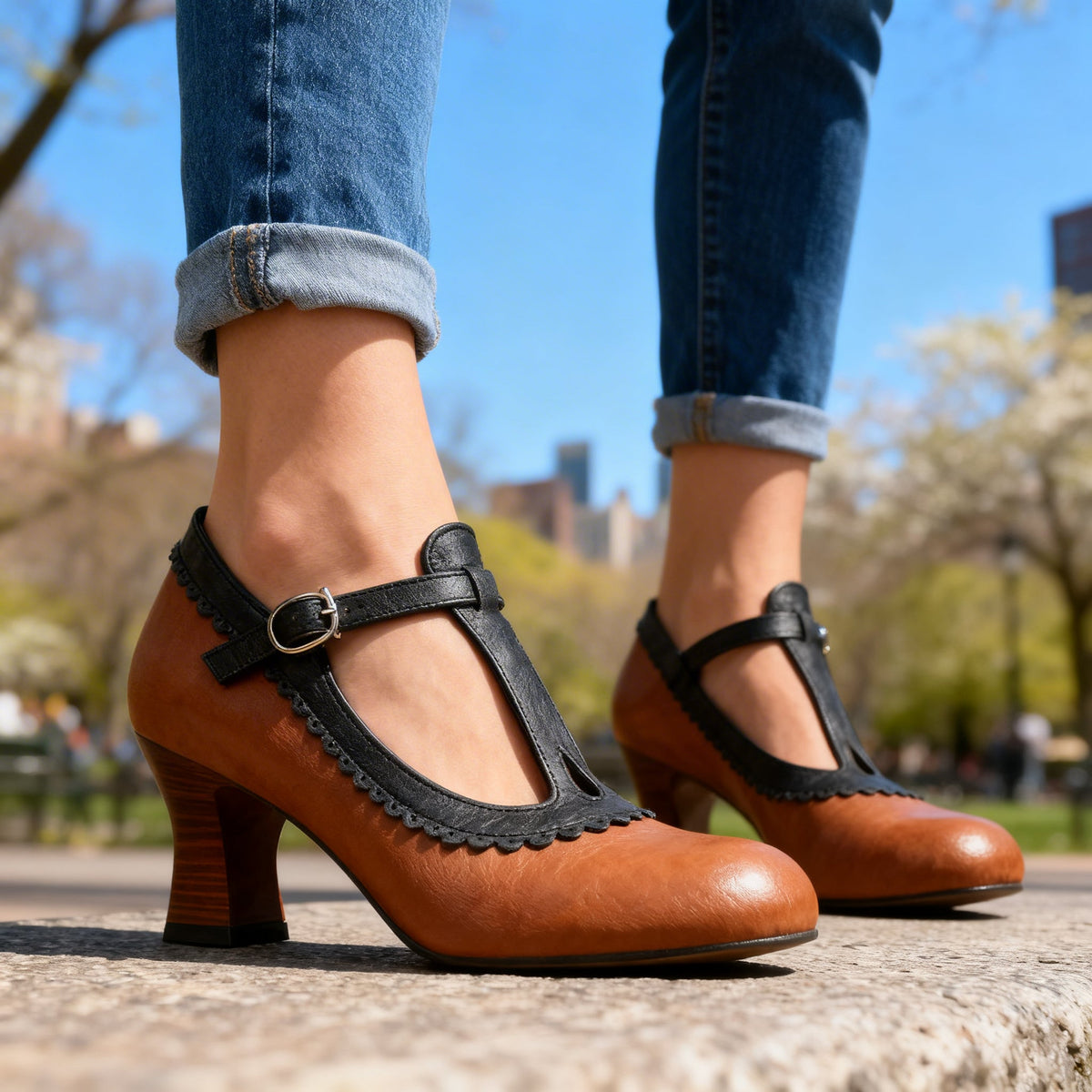 Amelia T-Strap Loafers - By Qivii