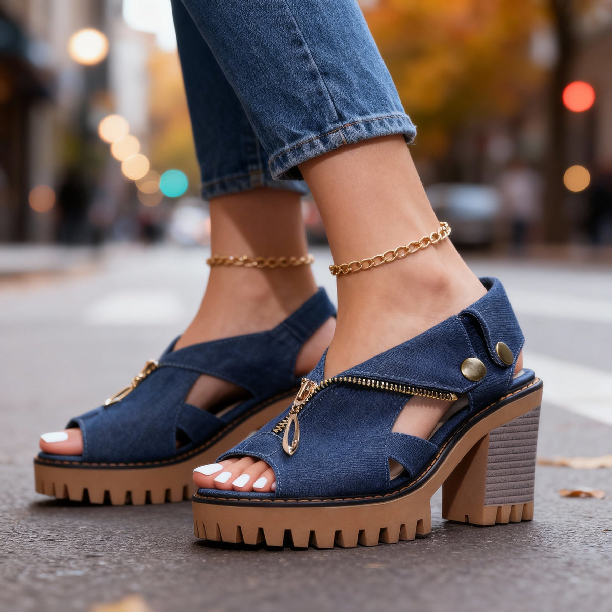 Roxanne Denim Heels - By Qivii