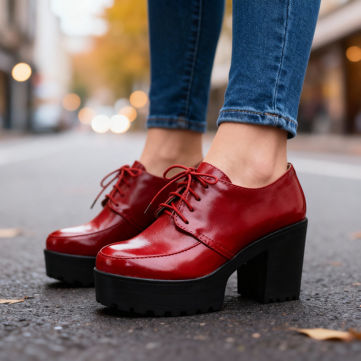 Jessica Lace-Up Block Heels - By Qivii