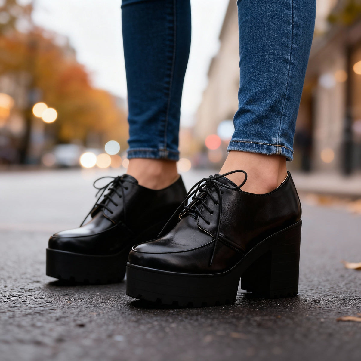 Jessica Lace-Up Block Heels - By Qivii