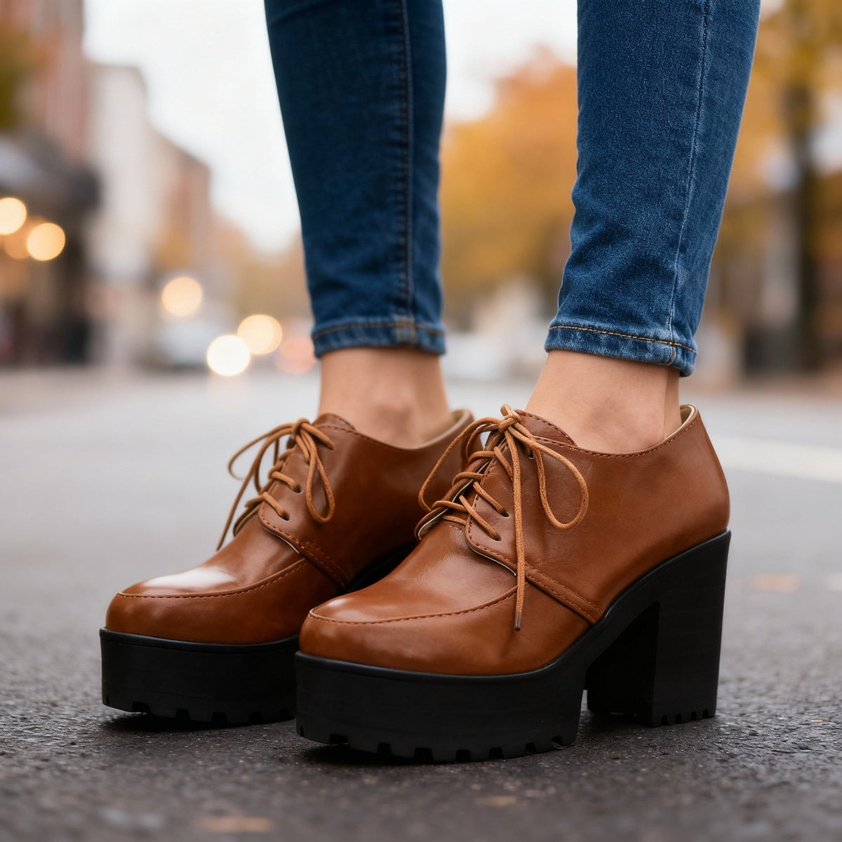Jessica Lace-Up Block Heels - By Qivii