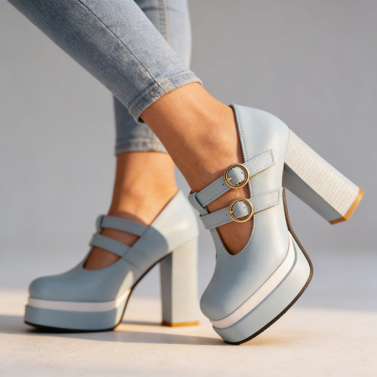 Nichole T-Strap Platform Heels - By Qivii
