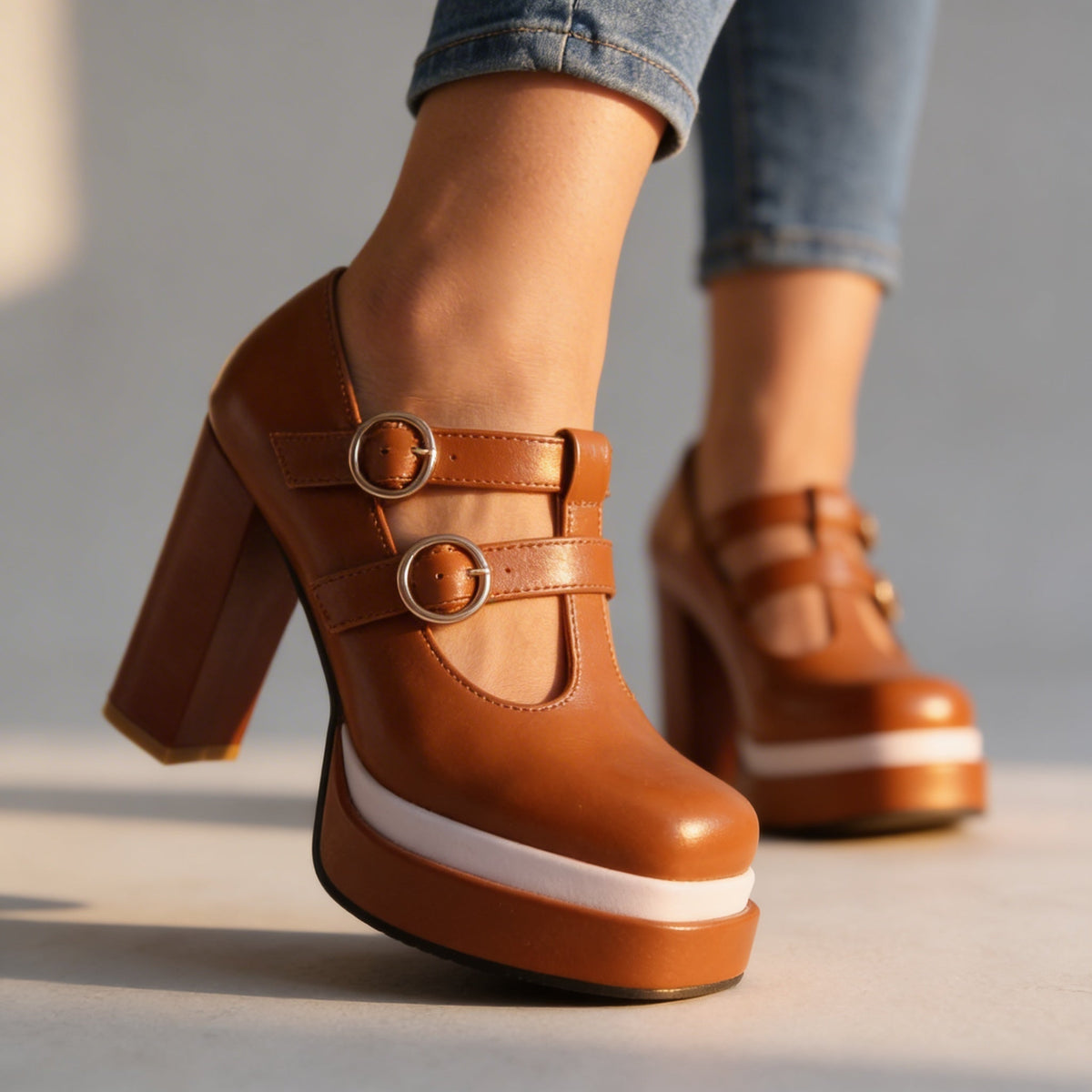 Nichole T-Strap Platform Heels - By Qivii
