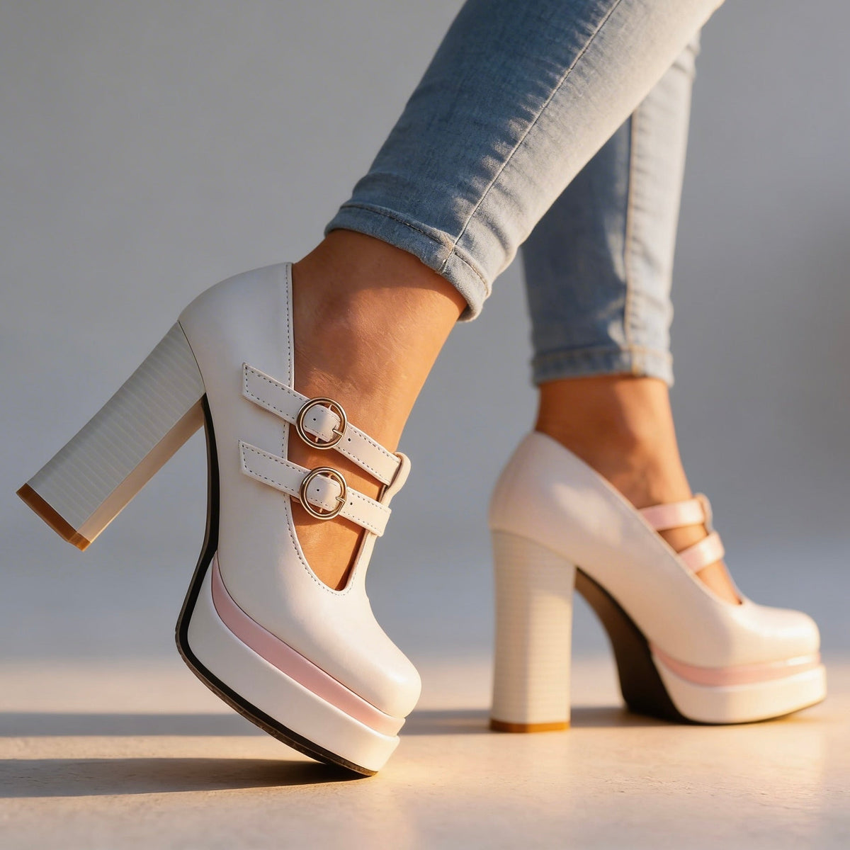 Nichole T-Strap Platform Heels - By Qivii