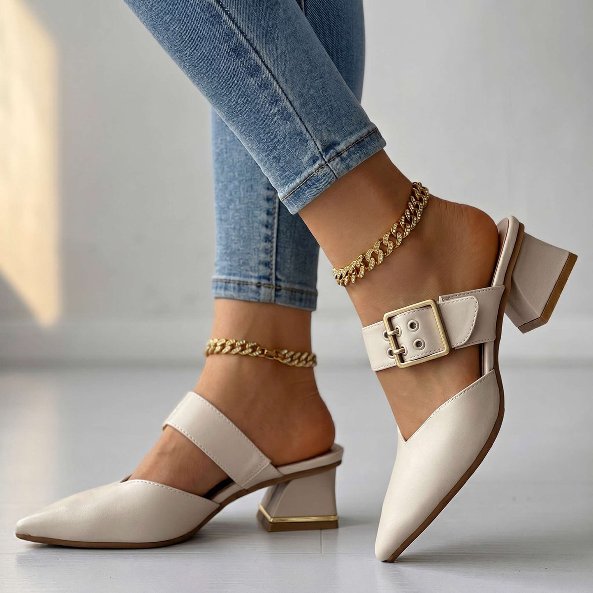 Camilla Buckle Mules - By Qivii