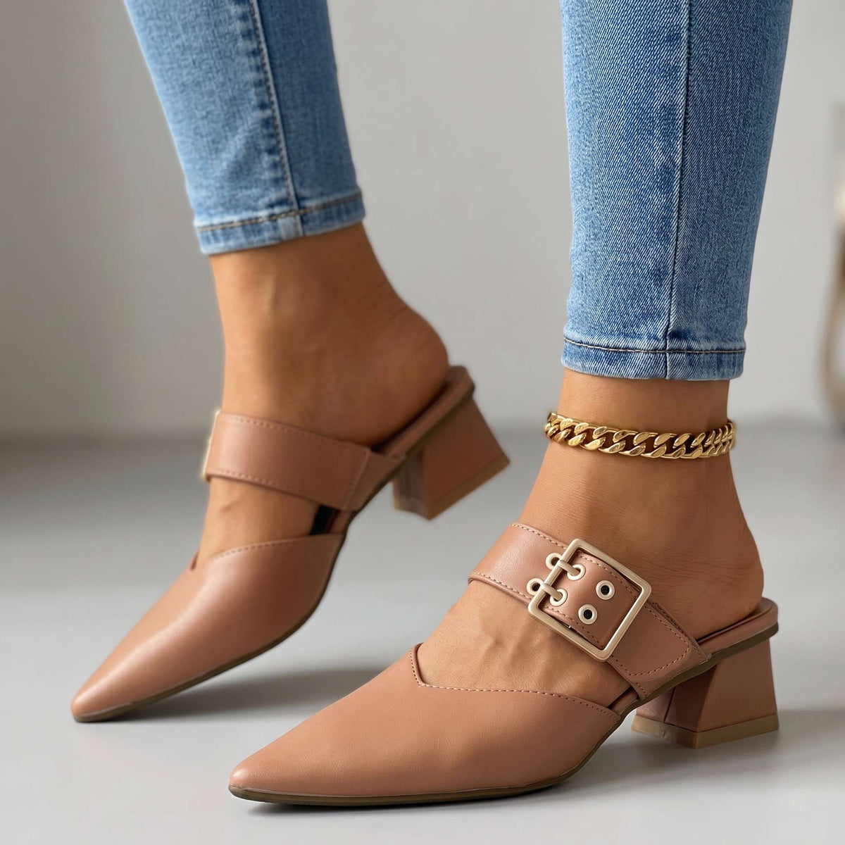 Camilla Buckle Mules - By Qivii