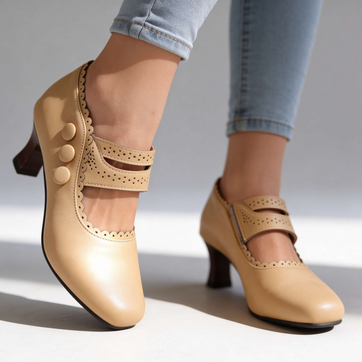 Dolly Button Strap Loafers - By Qivii