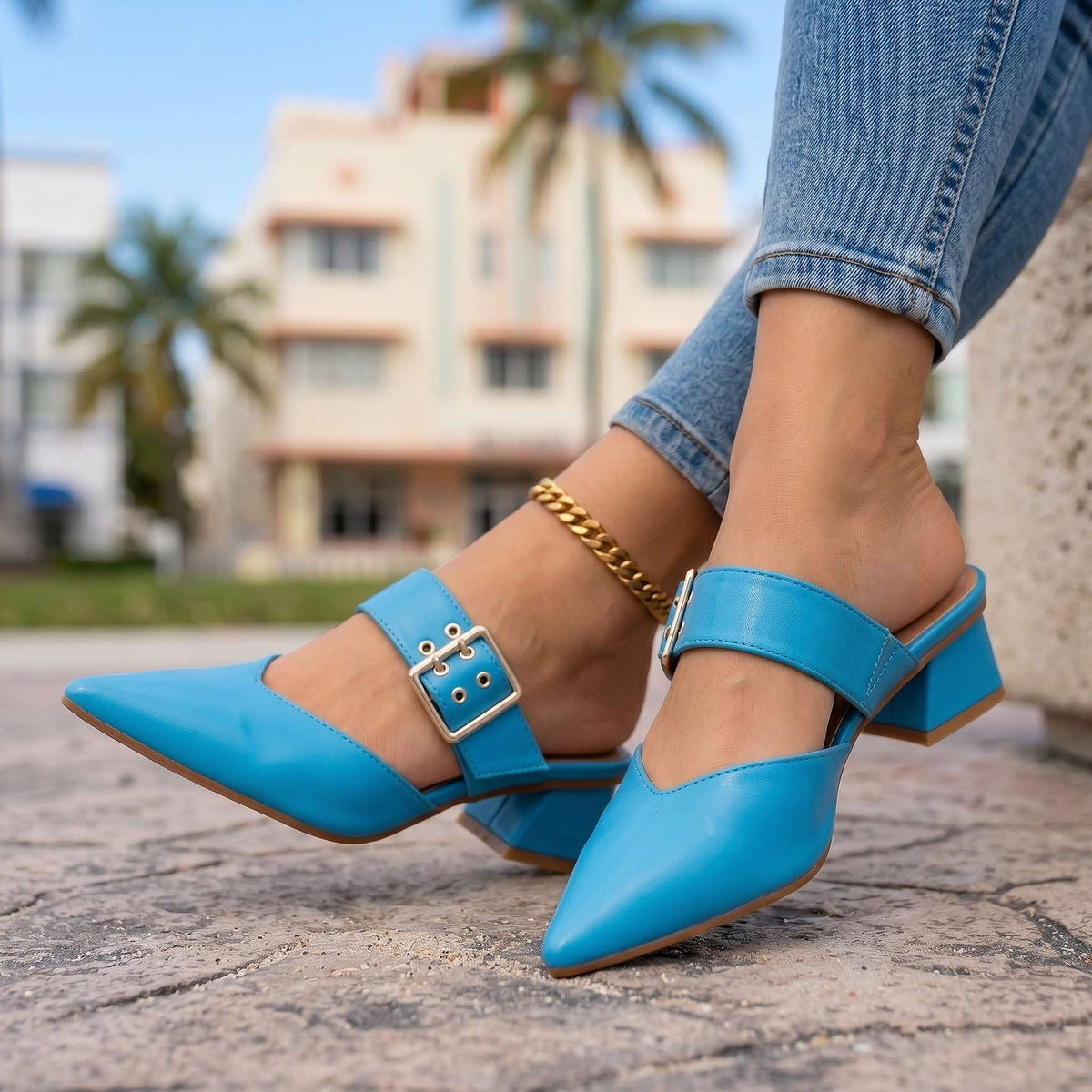 Camilla Buckle Mules - By Qivii