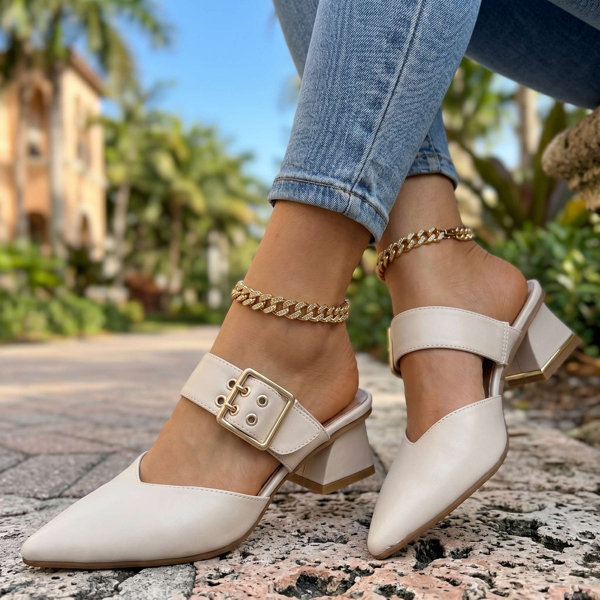 Camilla Buckle Mules - By Qivii