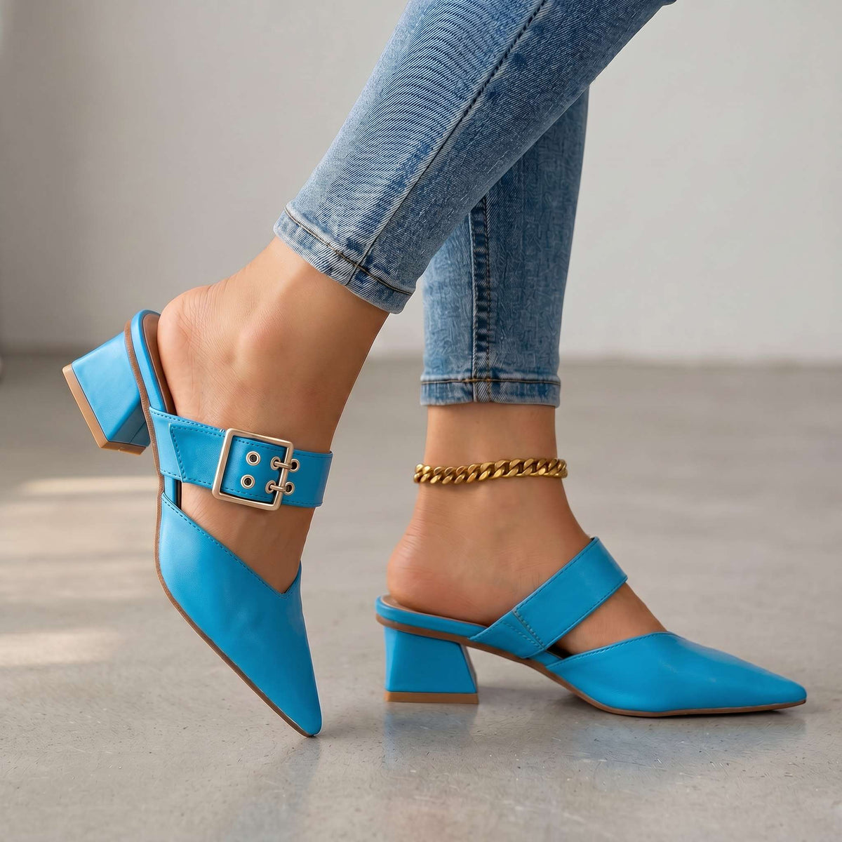 Camilla Buckle Mules - By Qivii