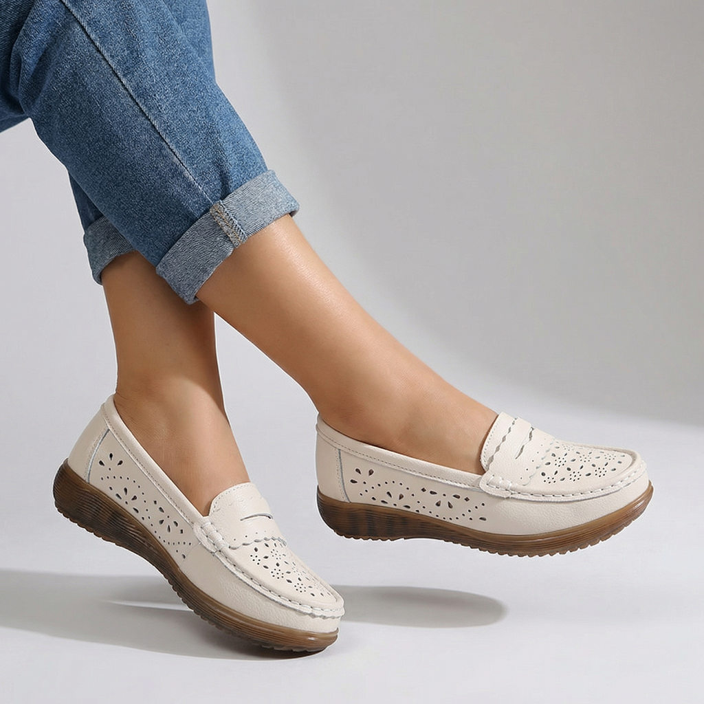 Amara Orthopedic Perforated Loafers - By Qivii