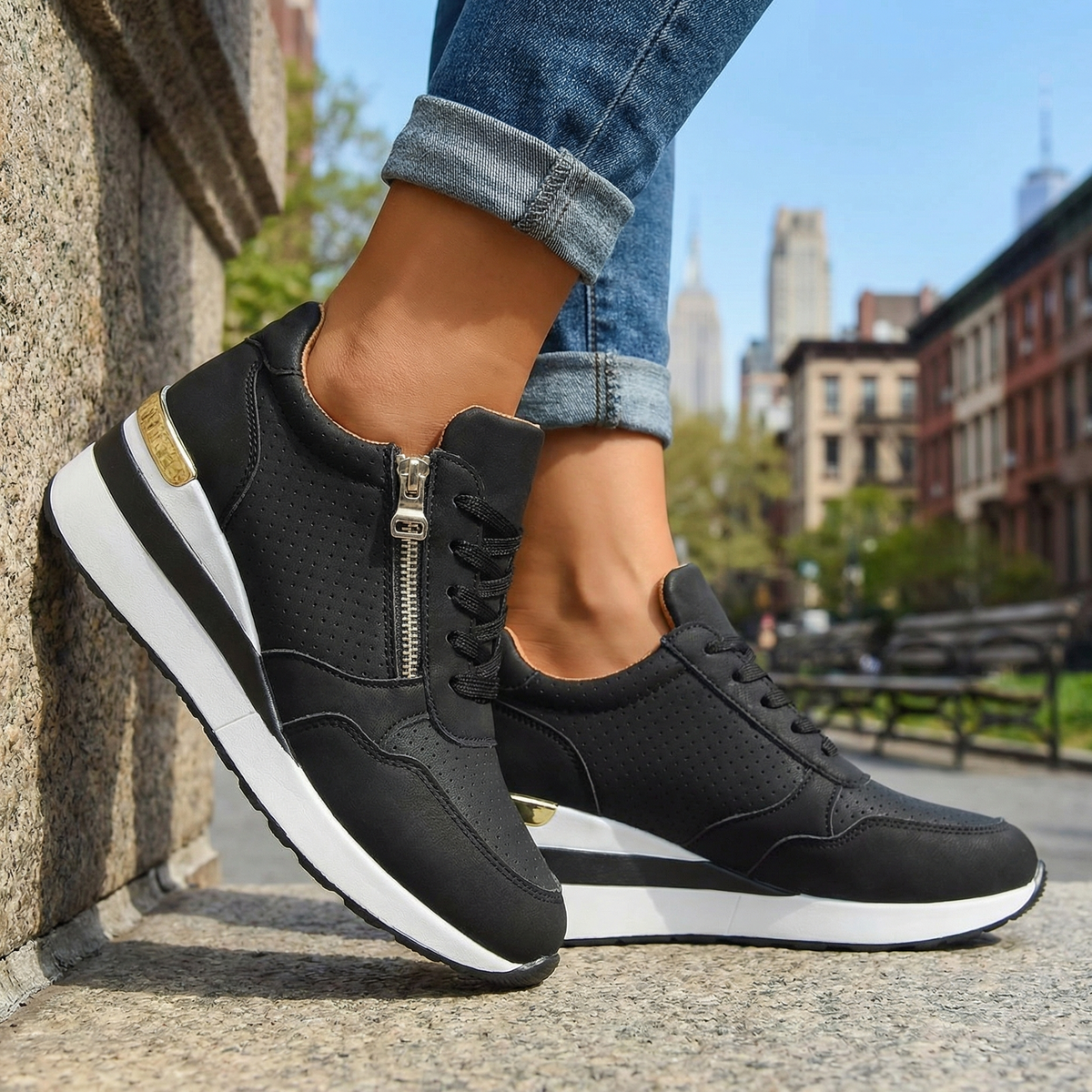 Elara Wedge Sneakers - By Qivii