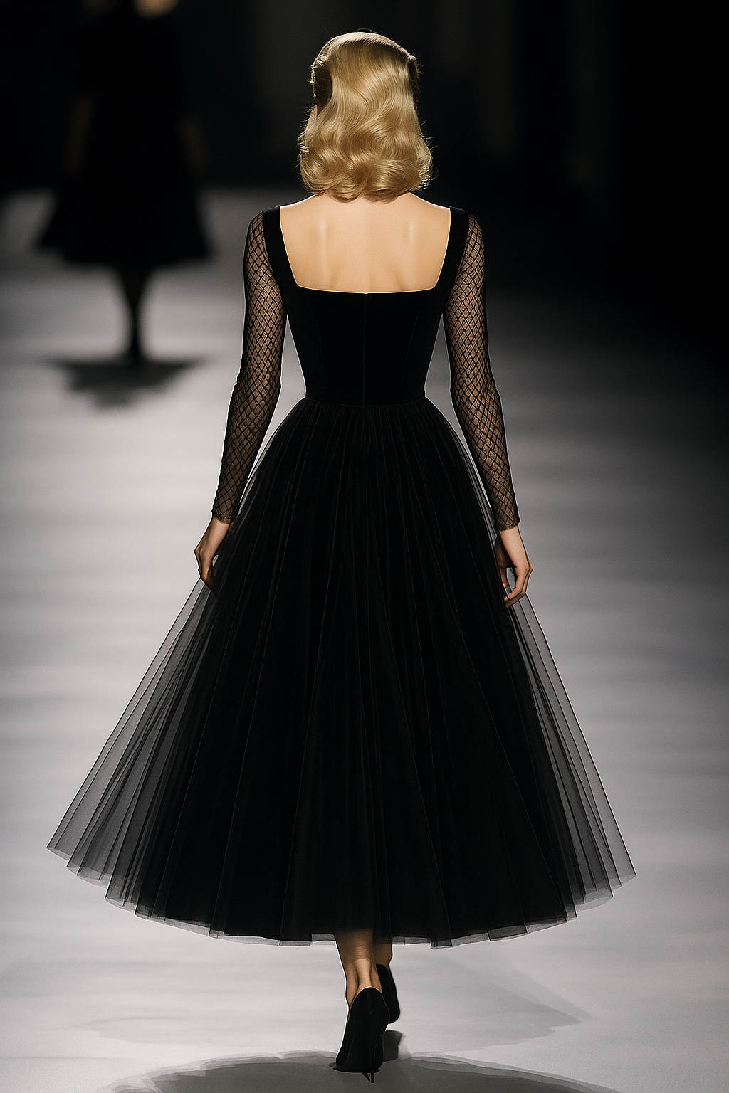 Retro Classic French Black Gauze Maxi Dress - By Qivii