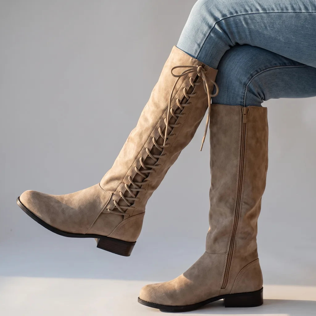 Isolde | Womens Knee High Laced Riding Boots - By Qivii