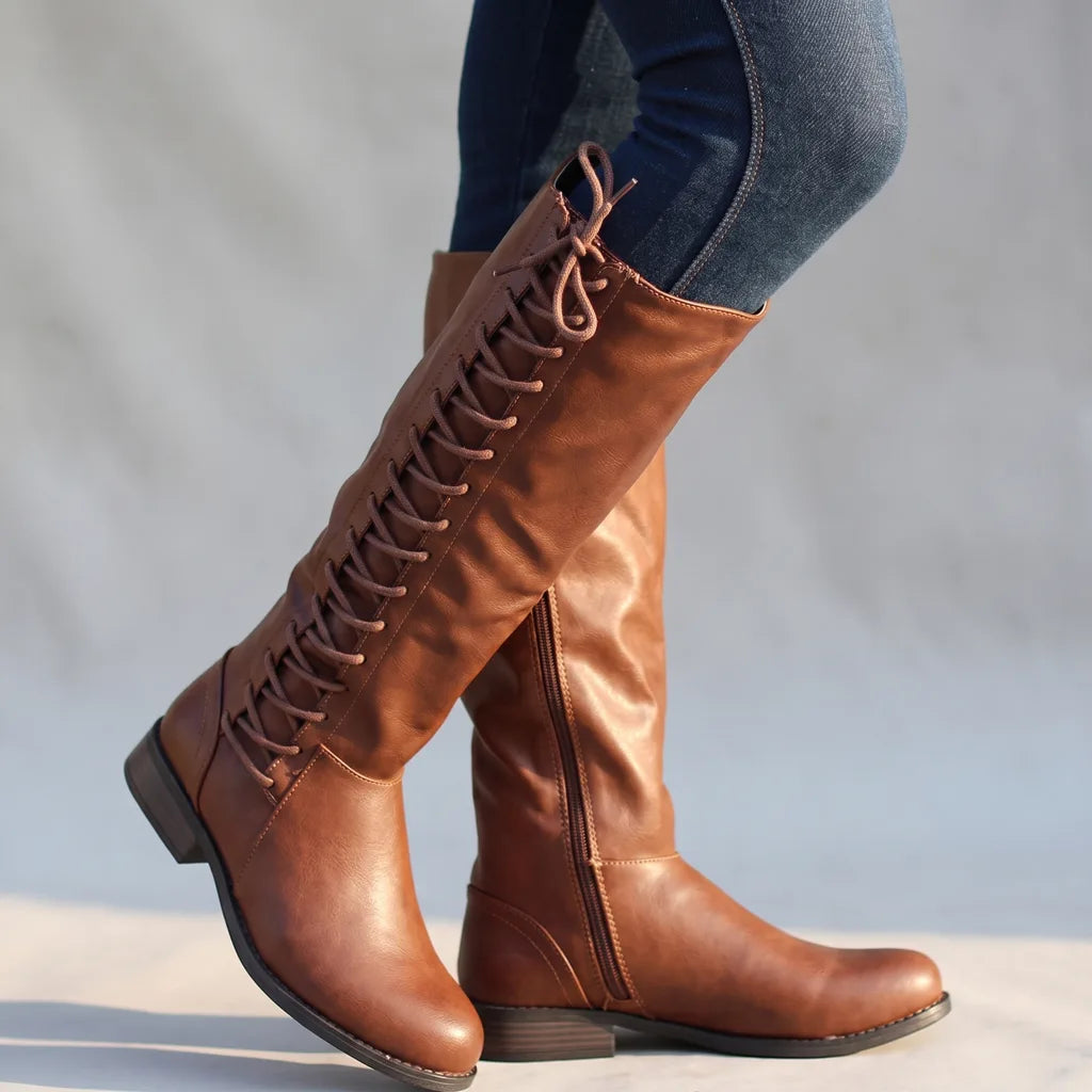 Isolde | Womens Knee High Laced Riding Boots - By Qivii