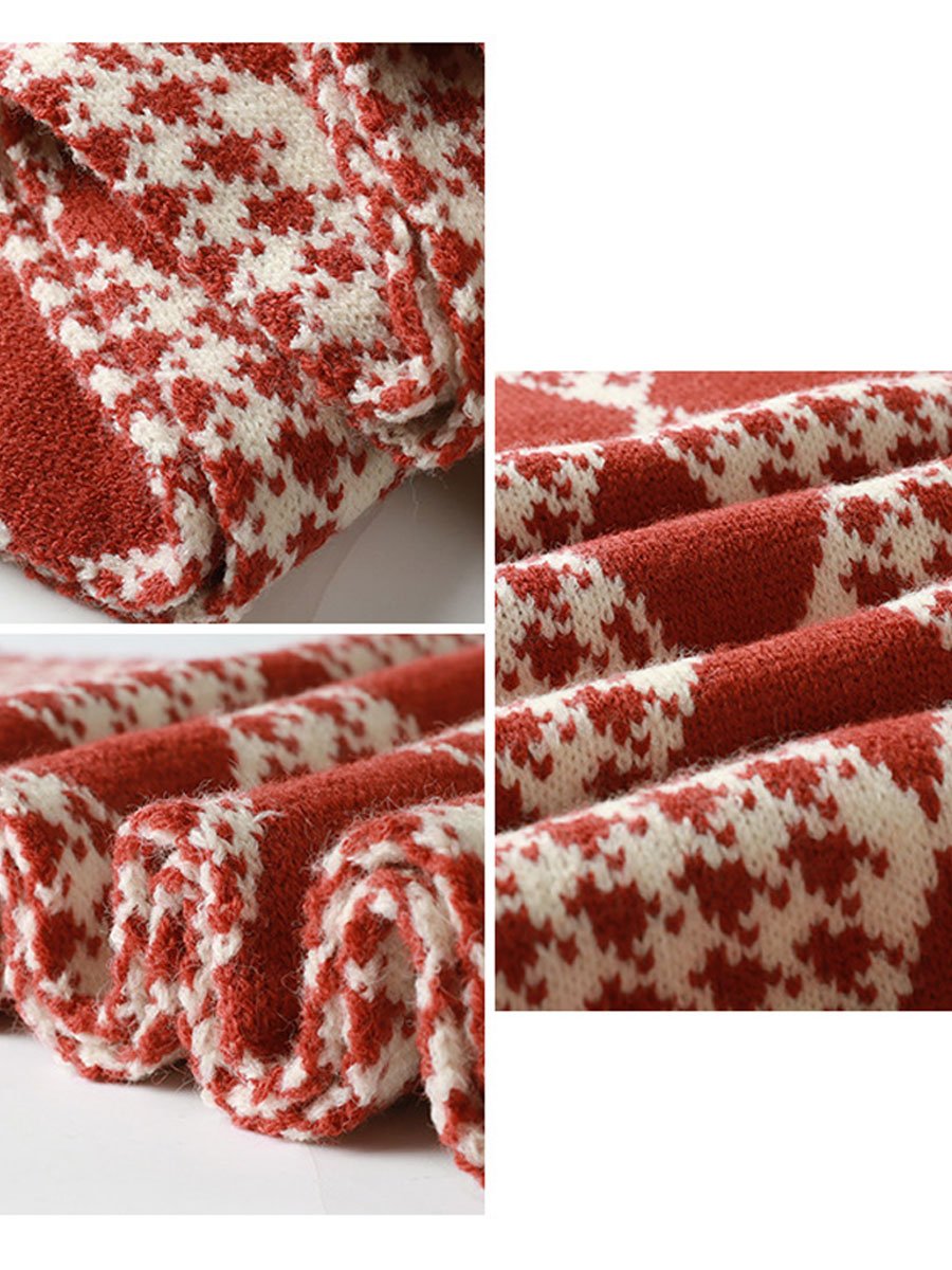 Stylish Vintage Red Christmas Knitted Scarf - By Qivii