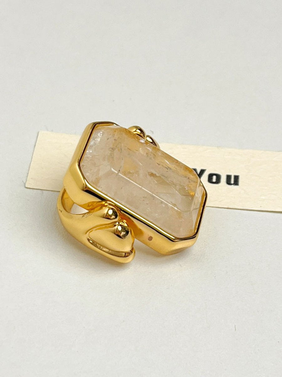 Retro Fashion Large Square Crystal Sugar Cube Ring - By Qivii