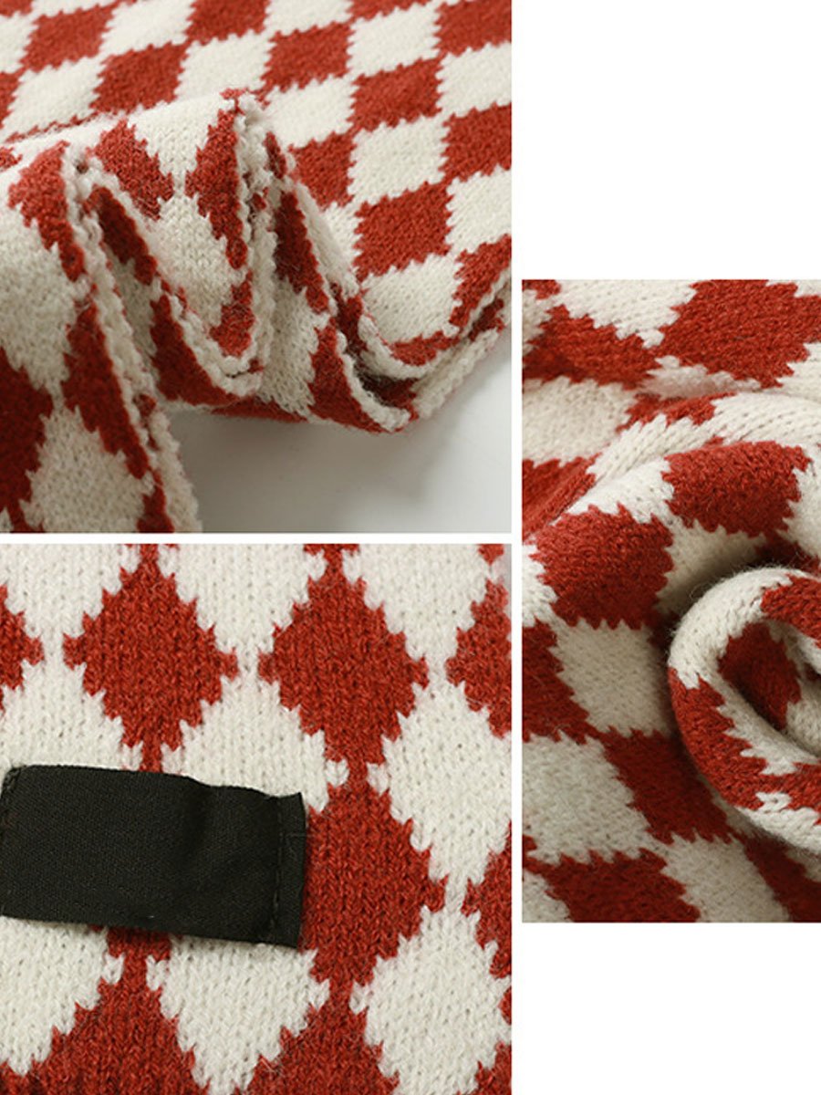 Stylish Vintage Red Christmas Knitted Scarf - By Qivii