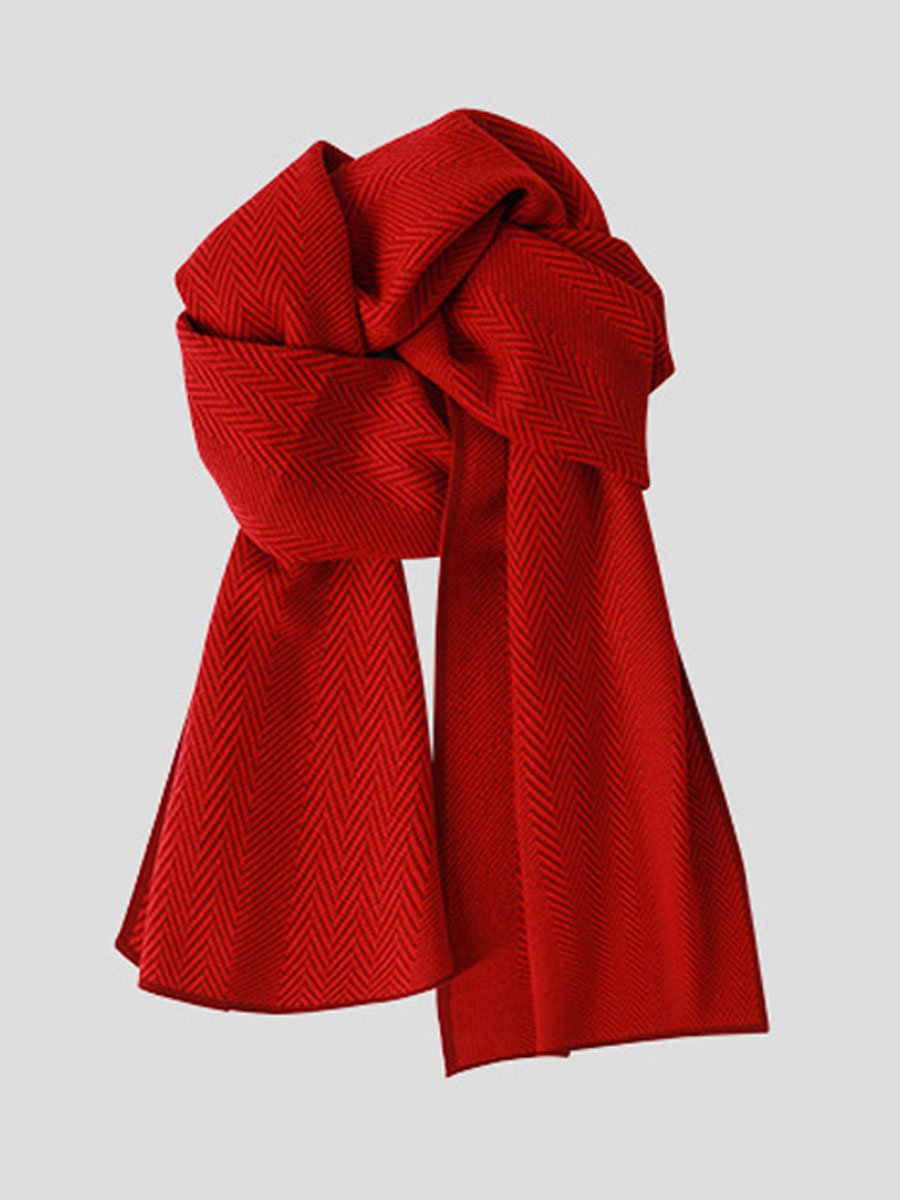 Stylish Vintage Red Christmas Knitted Scarf - By Qivii