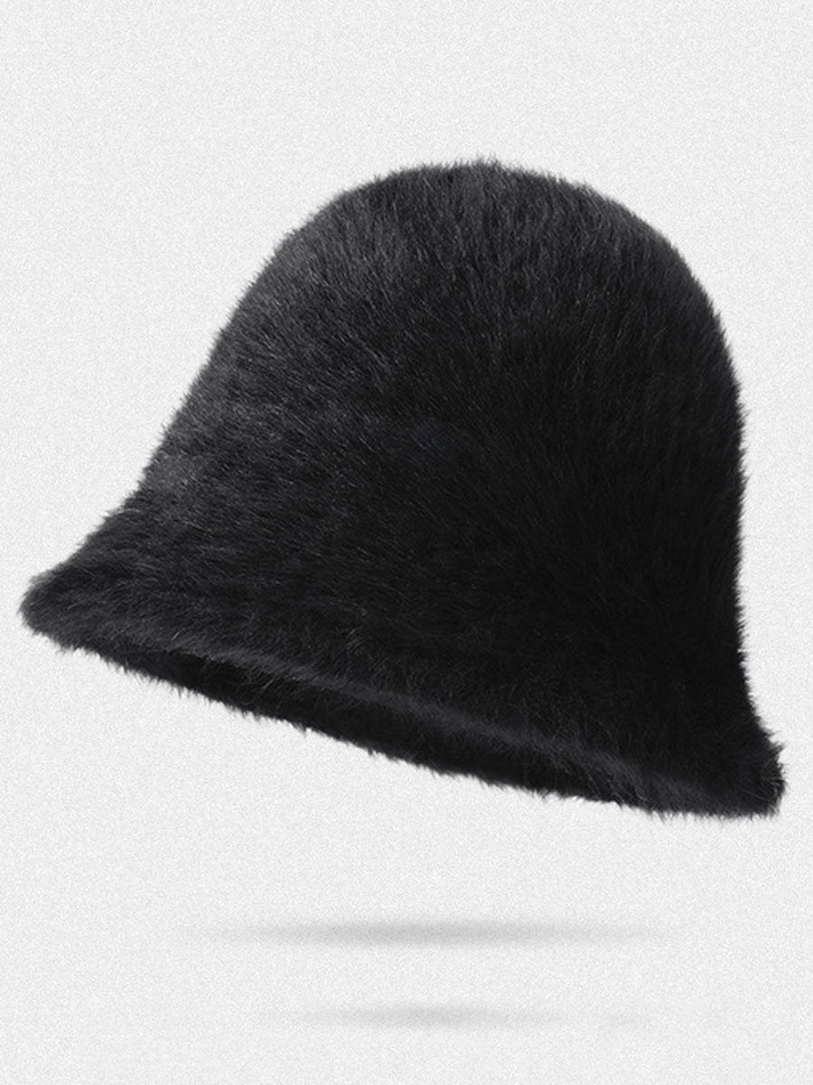 Winter Fashion Gradient Plush Rabbit Fur Warm Bucket Hat - By Qivii