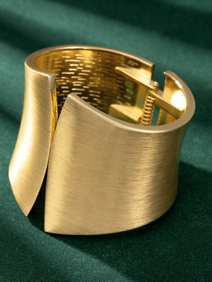 Vintage Symmetrical Open Brushed Wide Bracelet - By Qivii
