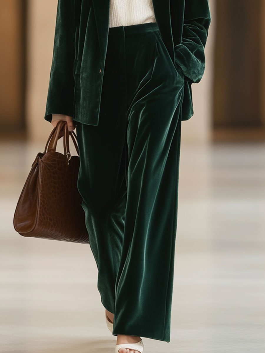 Casual Loose Vintage Pocket Velvet Suit Pants - By Qivii