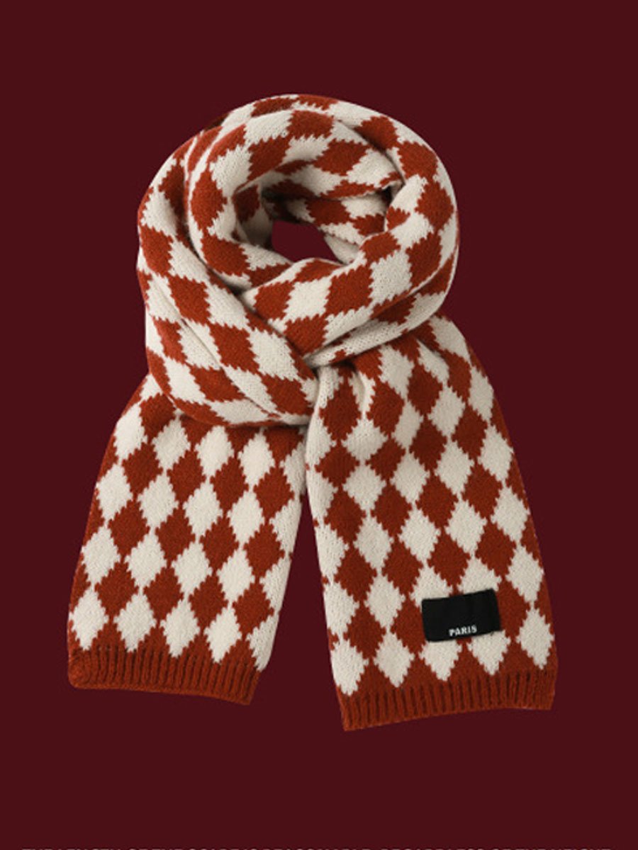 Stylish Vintage Red Christmas Knitted Scarf - By Qivii