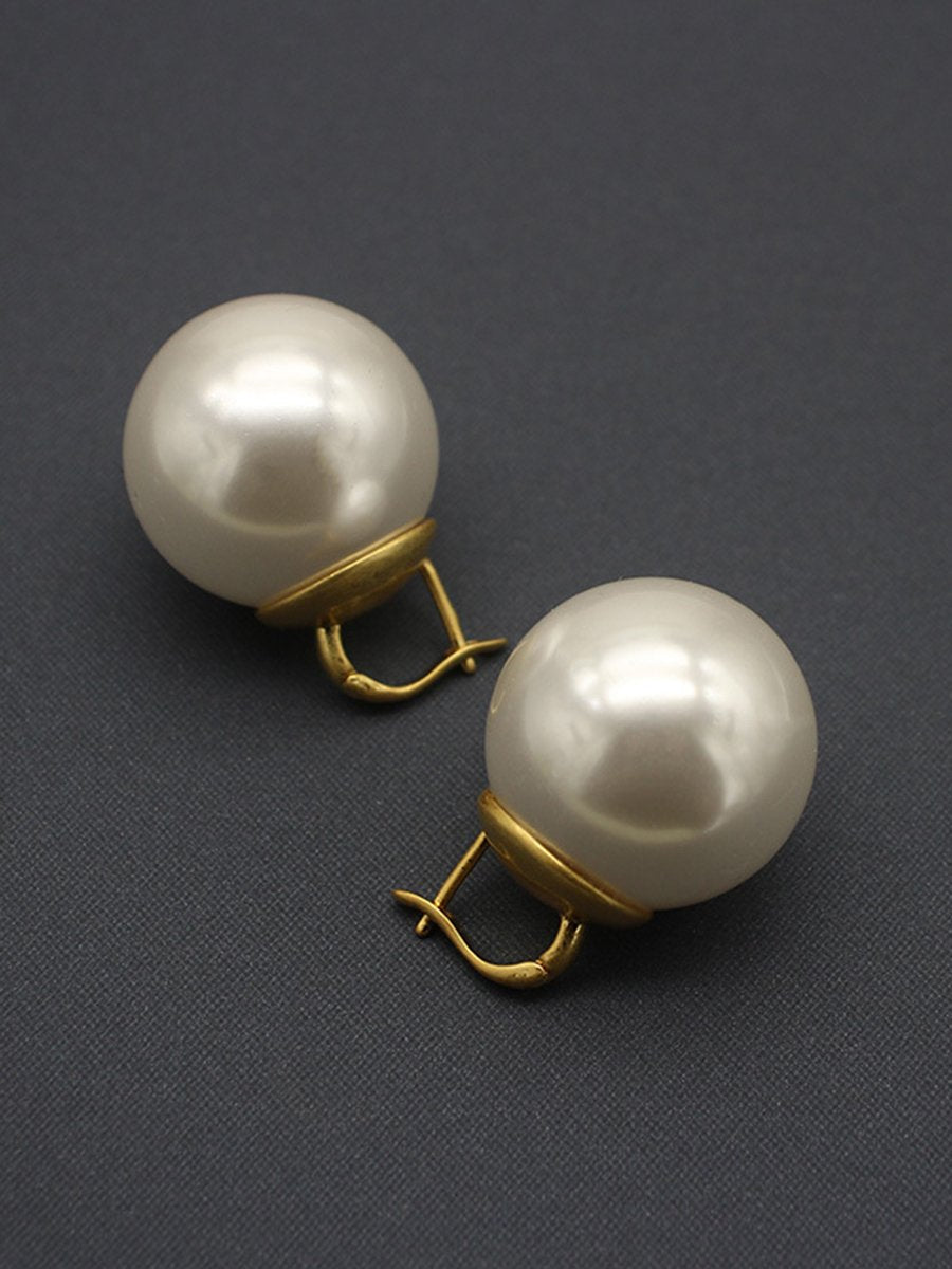High Quality French Oversized Pearl Earrings - By Qivii