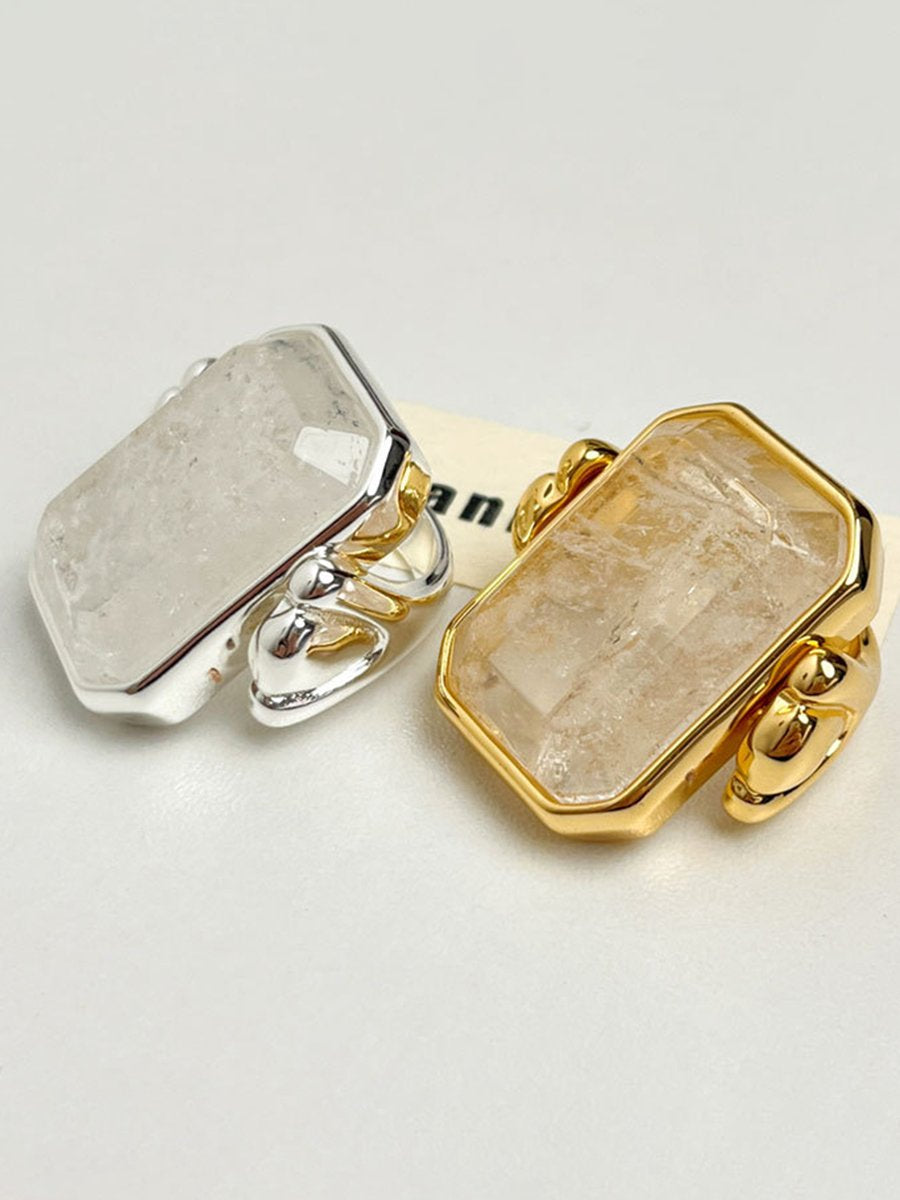 Retro Fashion Large Square Crystal Sugar Cube Ring - By Qivii